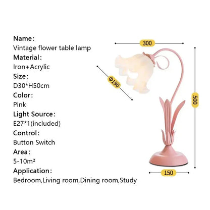 French Vintage Style Floral Desk Lamp - E27 Bulb