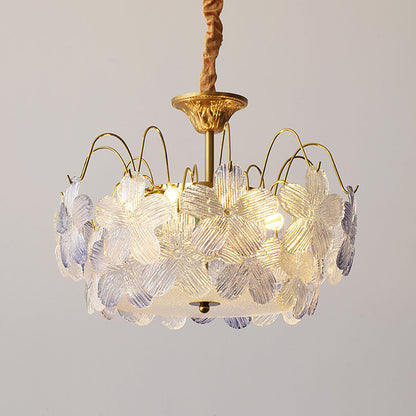 Vintage Flower Shape Stained Glass Chandelier Living Room