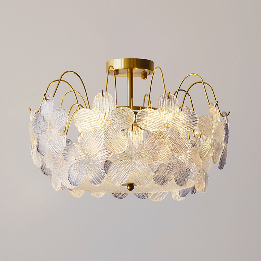 Vintage Flower Shape Stained Glass Chandelier Living Room