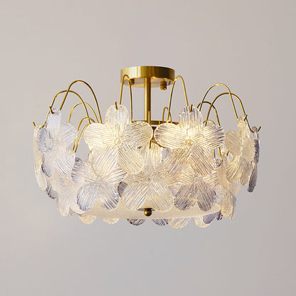 Vintage Flower Shape Stained Glass Chandelier Living Room