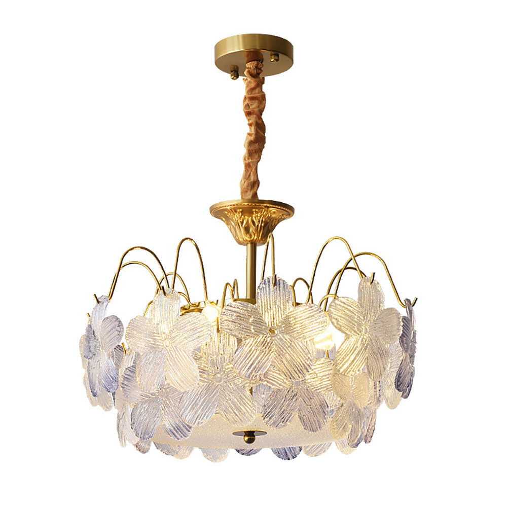 Vintage Flower Shape Stained Glass Chandelier Living Room