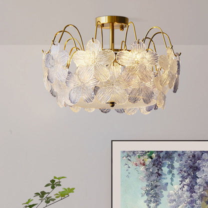 Vintage Flower Shape Stained Glass Chandelier Living Room