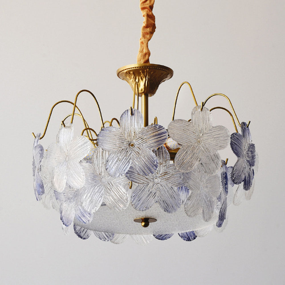 Vintage Flower Shape Stained Glass Chandelier Living Room