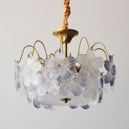 Vintage Flower Shape Stained Glass Chandelier Living Room