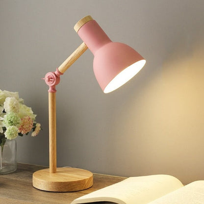Nordic Wooden LED Desk Lamp - Adjustable, Touch Control