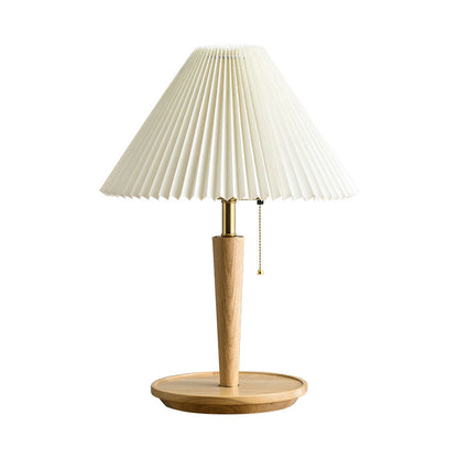 Classic Pleated Wood Table Lamp – Timeless Elegance with Modern Lighting