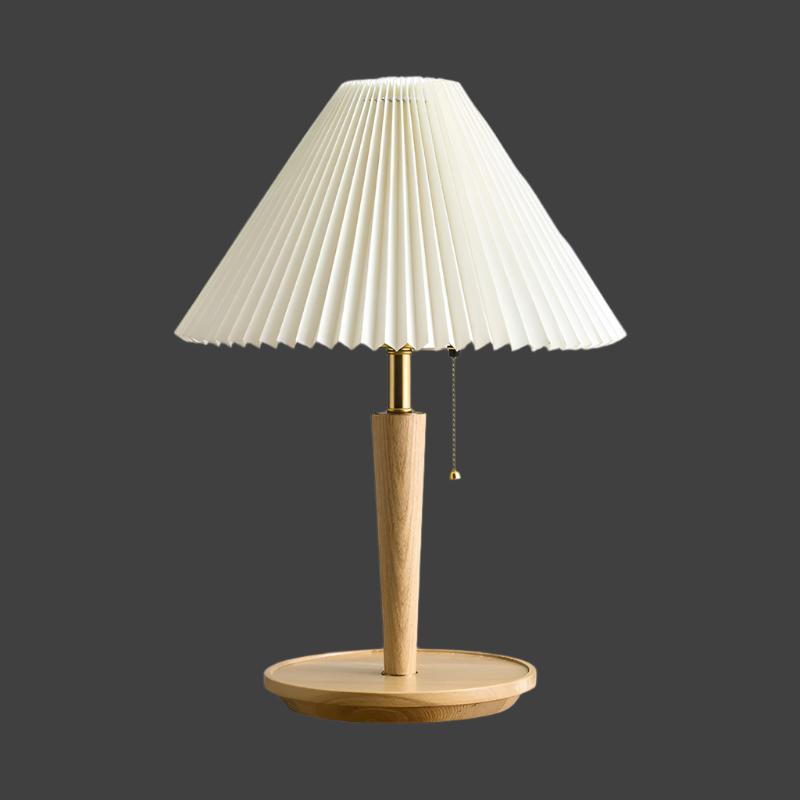 Classic Pleated Wood Table Lamp – Timeless Elegance with Modern Lighting