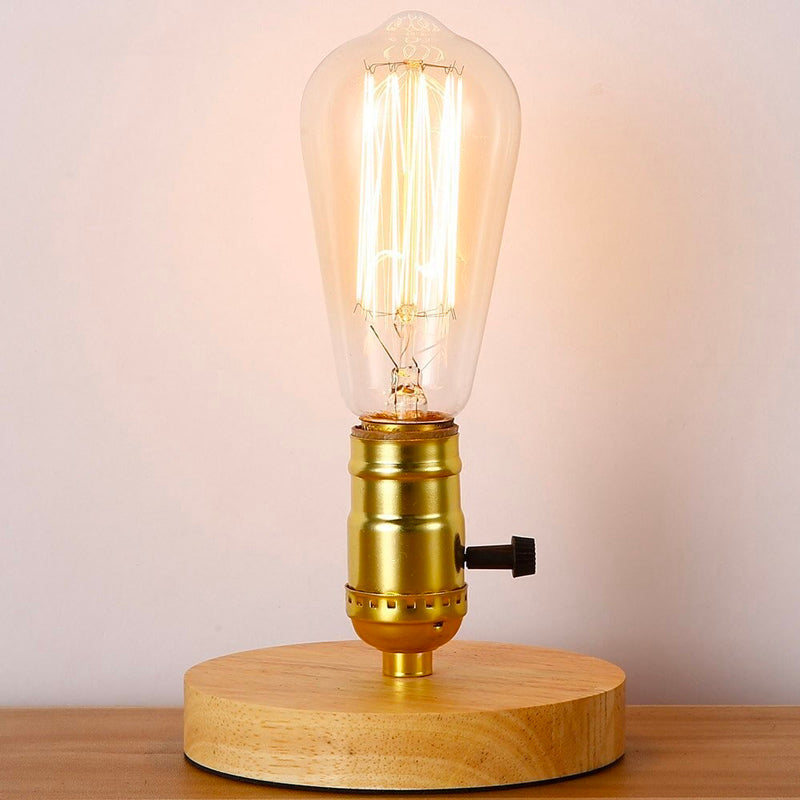Edison Wood Table Lamp - Vintage Retro Design, Modern Style