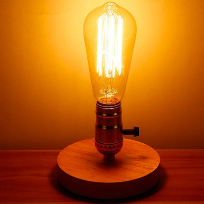 Edison Wood Table Lamp - Vintage Retro Design, Modern Style
