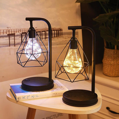 Battery-Powered Industrial Nightstand Lamp with LED