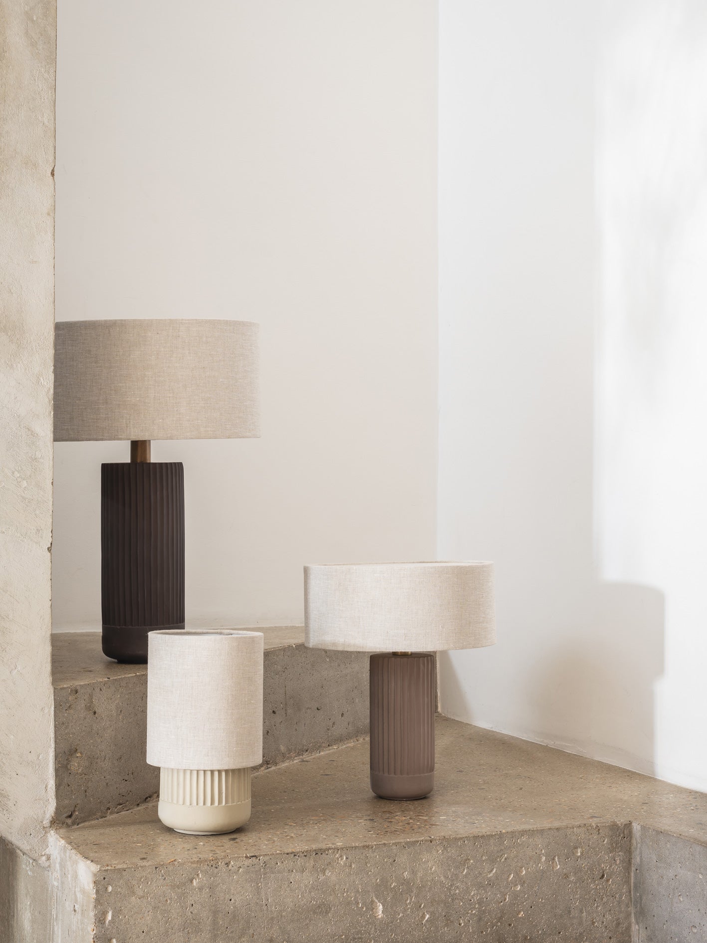 Nitara Ribbed Concrete Table Lamp – Modern Elegance in Design