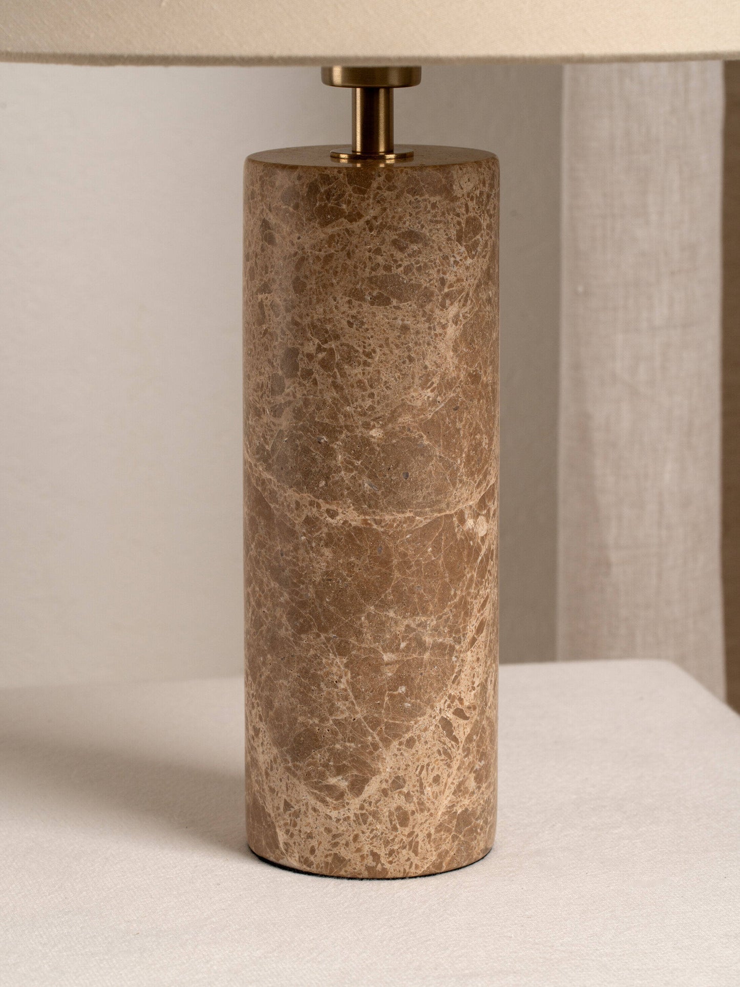 Denari Marble Cylinder Table Lamp with Linen Shade