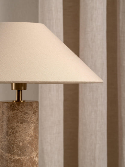 Denari Marble Cylinder Table Lamp with Linen Shade