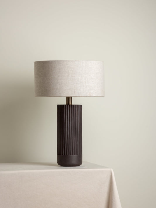 Nitara Ribbed Concrete Table Lamp – Modern Elegance in Design