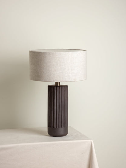 Nitara Ribbed Concrete Table Lamp – Modern Elegance in Design