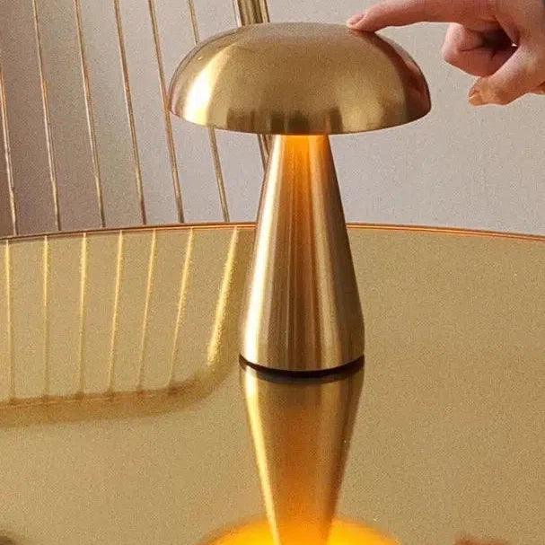Portable Rechargeable Touch Lamp - Sleek Metal Design with Adjustable Lighting Brassy Gold