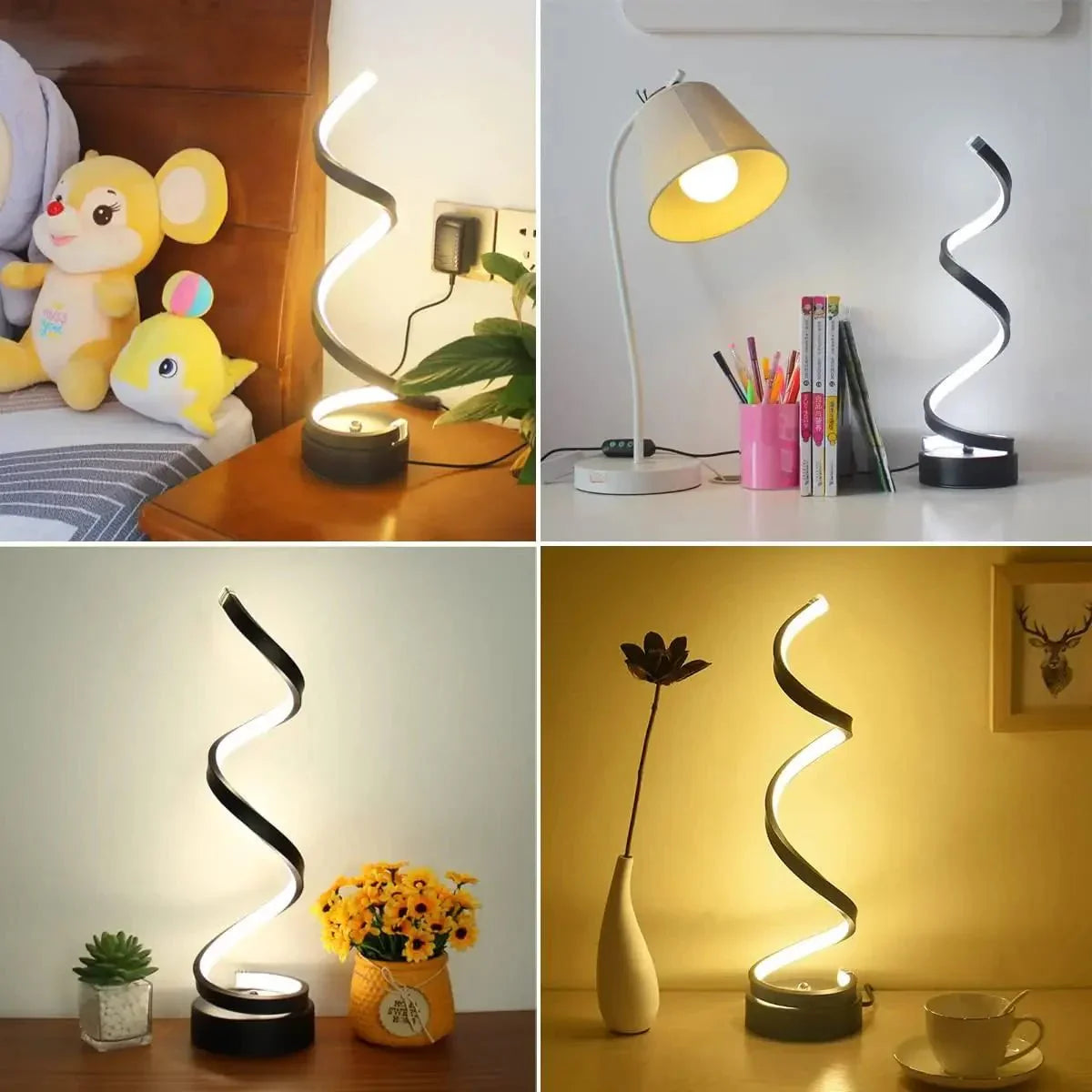Minimalist Spiral Table Lamp Dimmable Modern Design 28cm