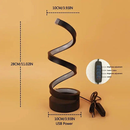 Minimalist Spiral Table Lamp Dimmable Modern Design 28cm