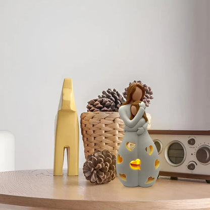 Figurative Candle Holder - Embrace Mother Daughter - Flickering Light