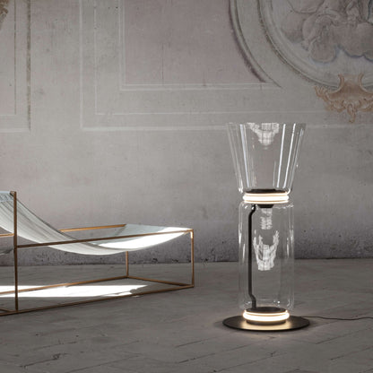 Bamboo Glass Floor Lamp with Integrated LED Light, Stylish Design