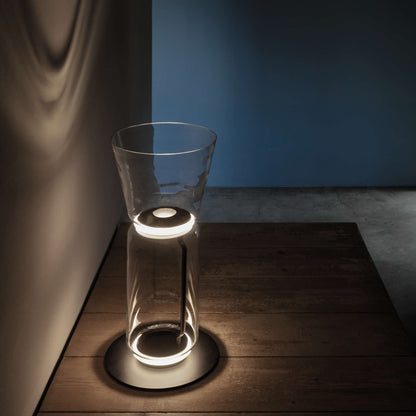 Bamboo Glass Floor Lamp with Integrated LED Light, Stylish Design