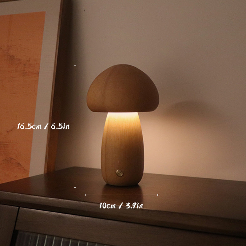 EcoGlow Rechargeable Wooden Mushroom Table Lamp