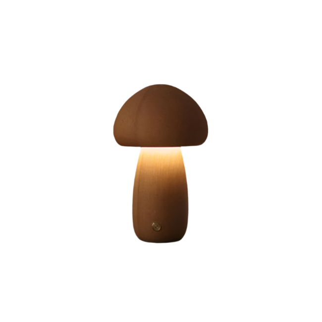 EcoGlow Rechargeable Wooden Mushroom Table Lamp