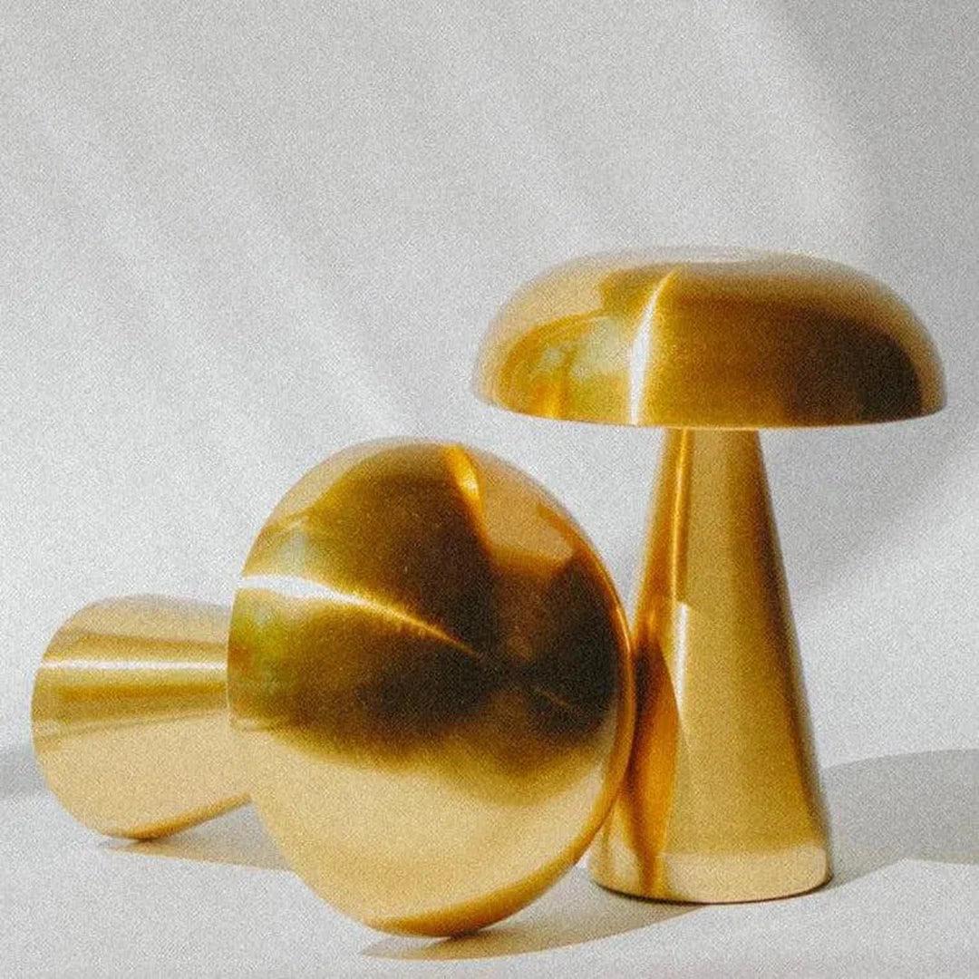 Portable Rechargeable Touch Lamp - Sleek Metal Design with Adjustable Lighting Brassy Gold