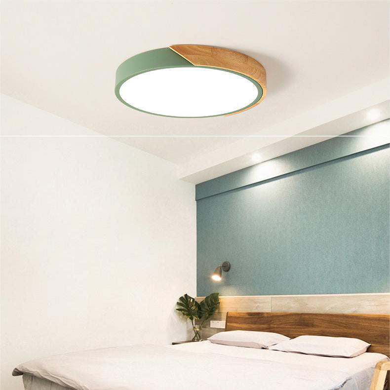 Nordic Wooden Macaroon Circular LED Ceiling Light