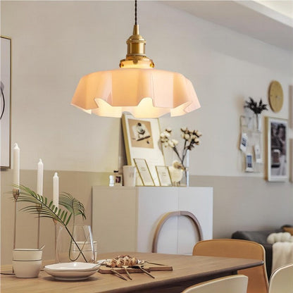 Retro Elegant Glass Flower Cream Hanging Lamp - LED Pendant Light for Home Decor
