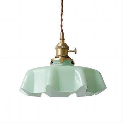 Retro Elegant Glass Flower Cream Hanging Lamp - LED Pendant Light for Home Decor