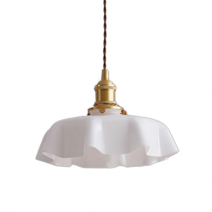 Retro Elegant Glass Flower Cream Hanging Lamp - LED Pendant Light for Home Decor