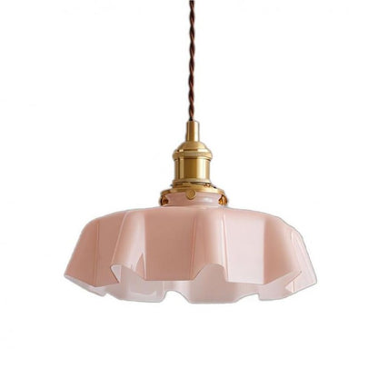Retro Elegant Glass Flower Cream Hanging Lamp - LED Pendant Light for Home Decor