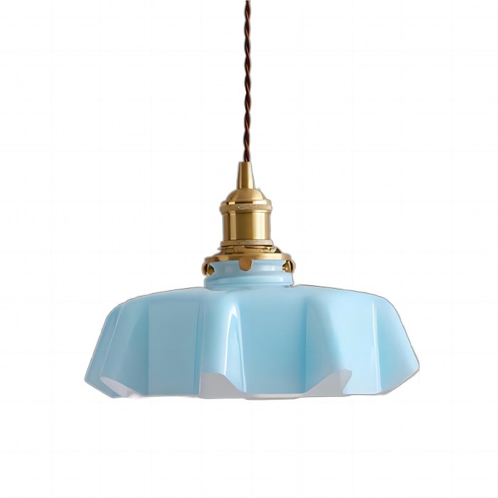 Retro Elegant Glass Flower Cream Hanging Lamp - LED Pendant Light for Home Decor