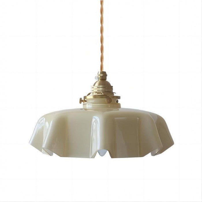 Retro Elegant Glass Flower Cream Hanging Lamp - LED Pendant Light for Home Decor