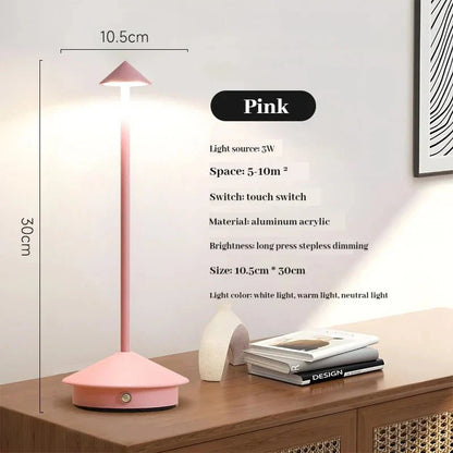 Elegant Rechargeable Metallic Table Lamp with Touch LED