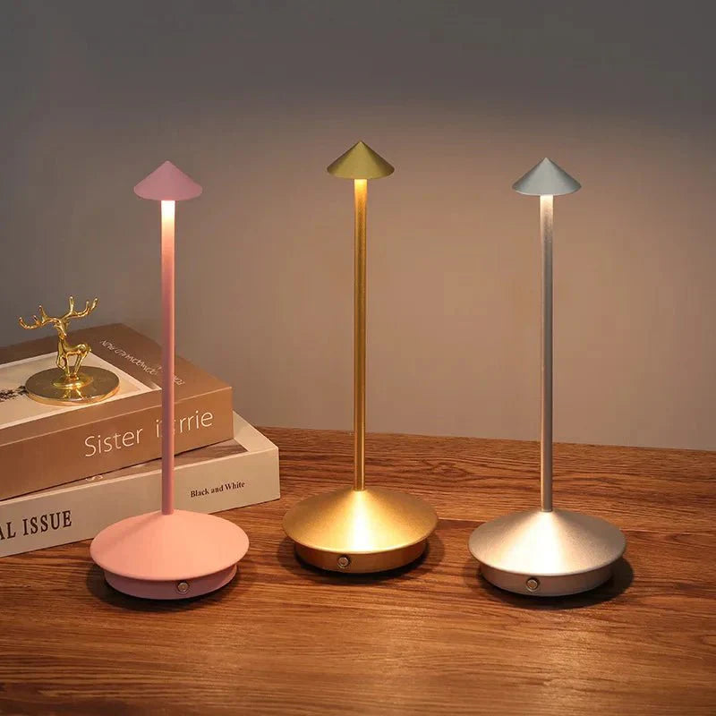 Elegant Rechargeable Metallic Table Lamp with Touch LED