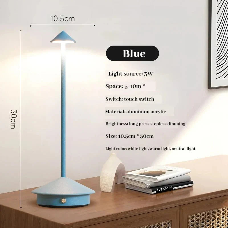 Elegant Rechargeable Metallic Table Lamp with Touch LED