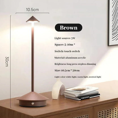 Elegant Rechargeable Metallic Table Lamp with Touch LED
