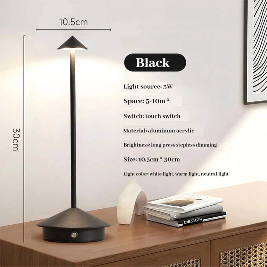 Elegant Rechargeable Metallic Table Lamp with Touch LED