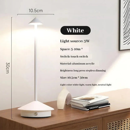 Elegant Rechargeable Metallic Table Lamp with Touch LED