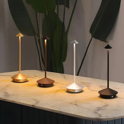 Elegant Rechargeable Metallic Table Lamp with Touch LED