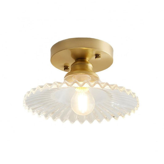 Vintage Clear Elegant Glass Ribbed Petal Ceiling Light