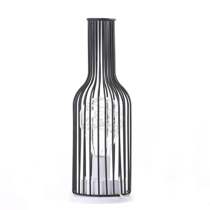 Retro Iron Wine Bottle Night Light Table Lamp LED Decor