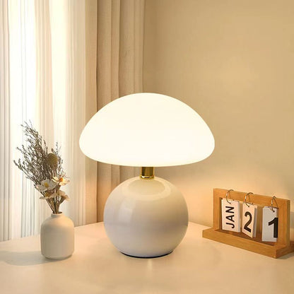 French Cream Mushroom Table Lamp - Adjustable LED Lighting