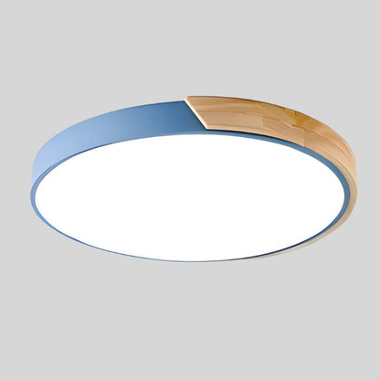 Nordic Wooden Macaroon Circular LED Ceiling Light